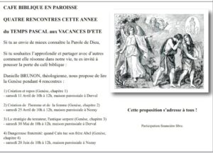 Café biblique en paroisse @ MAISON PAROISSIALE DE DERVAL