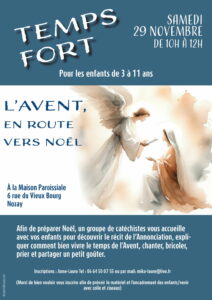 Temps fort enfants de 3 à 11 ans : L'Avent, en route @ MAISON PAROISSIALE DE NOZAY